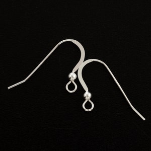 Sterling Silver Flat Ear Wires with Bead 22 gauge Economical Choice in Shiny, Antique or Black Finishes image 8