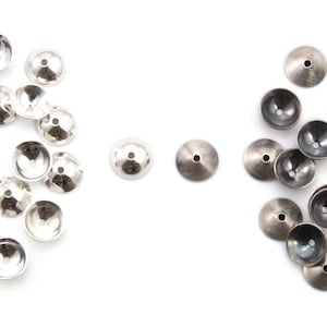 Round Sterling Silver Bead Caps 2.5mm, 3mm, 4mm, 5mm, 8mm, 10mm in Shiny, Antique Silver or Black Silver Finish image 9