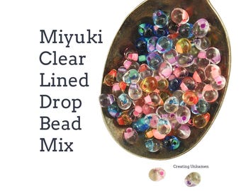 Miyuki Drop Beads Clear Lined Mix - Colorful and Versatile Crafting 3mm X 4mm
