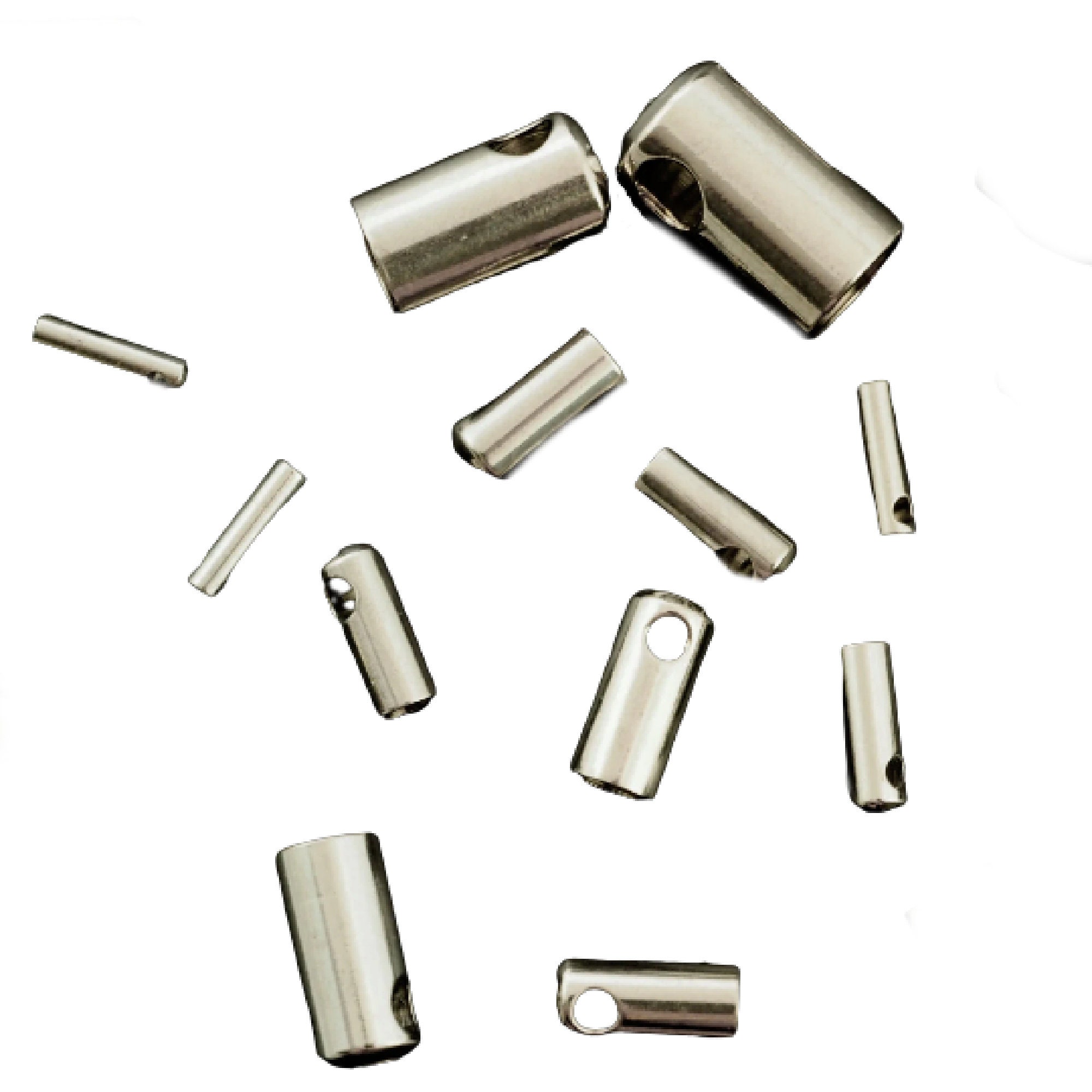 20 Tappi Terminali In Acciaio Inox Per Nastri - Argento, Per Spessore 3-4 Mm