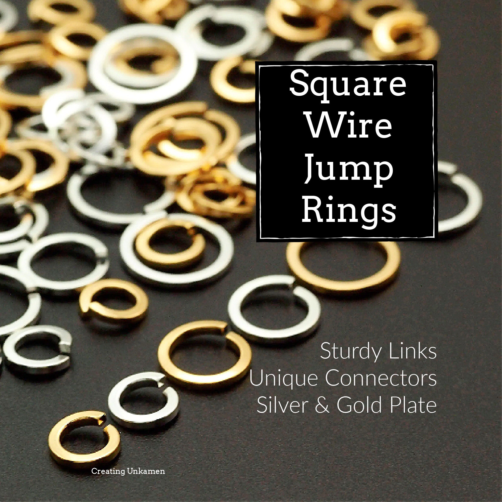 25 Square Wire Round Silver or Gold Plated Jump Rings Best