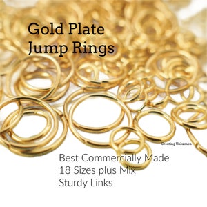 100 Gold Plated Jump Rings 16, 18, 20, 22 Gauge Best Commercially Made 4mm, 5mm, 6mm, 7mm, 8mm, 9mm, 10mm, 12mm 100 % Guarantee image 1