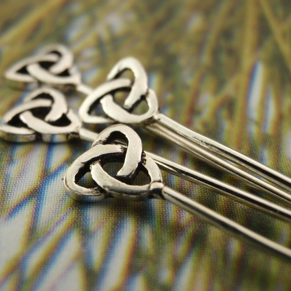 2 Sterling Silver Celtic Triangle Knot Head Pins - 20 gauge 2.25 inches