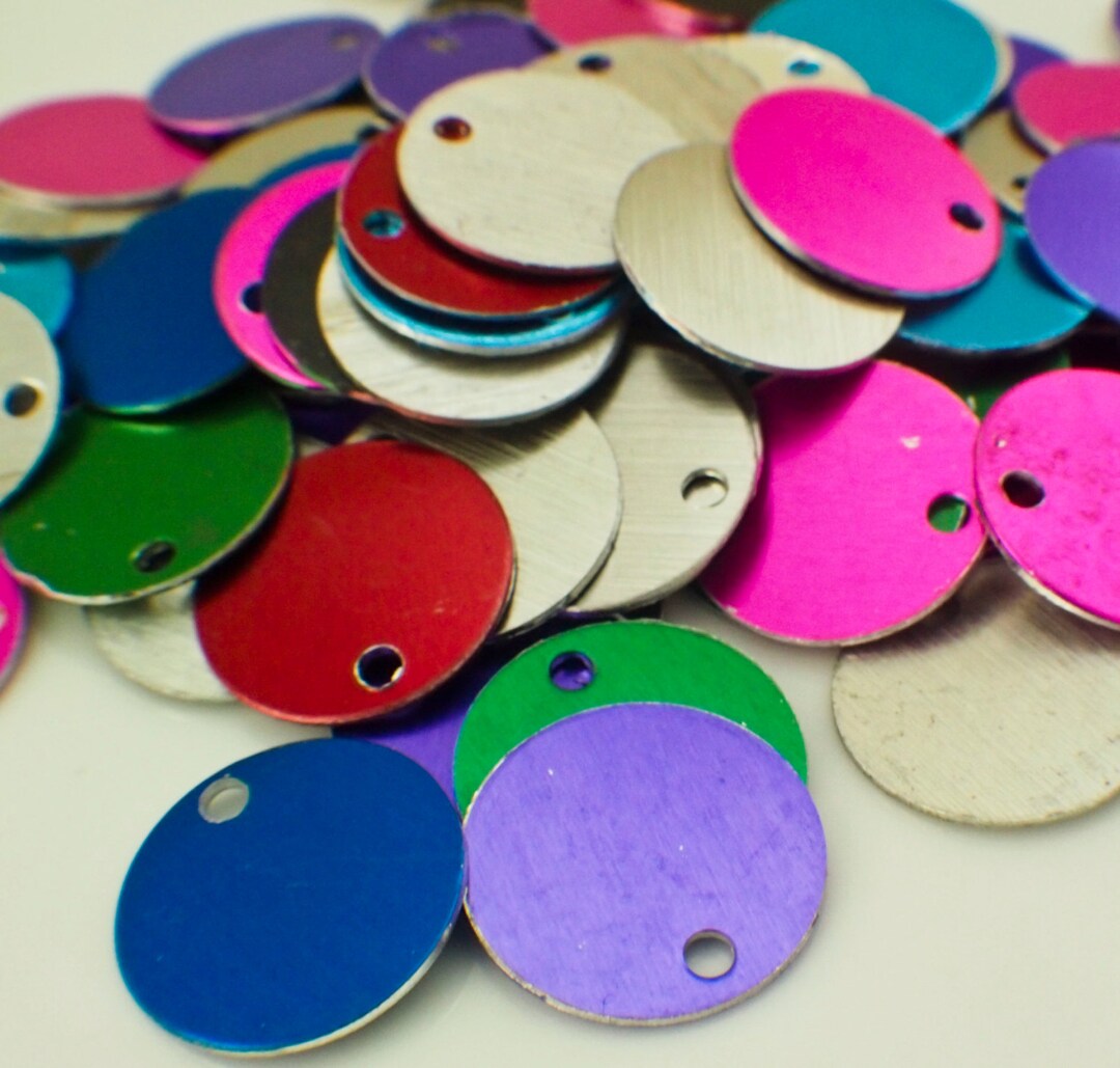 25 Round Economical Aluminum Stamping Blanks 17.5mm 10 Anodized Finishes Available Aluminum Pink