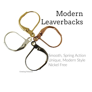 モダンなレバーバックイヤリングワイヤー 4組 - アンティークゴールド、ガンメタル、銅、シルバープレート、ゴールドプレート