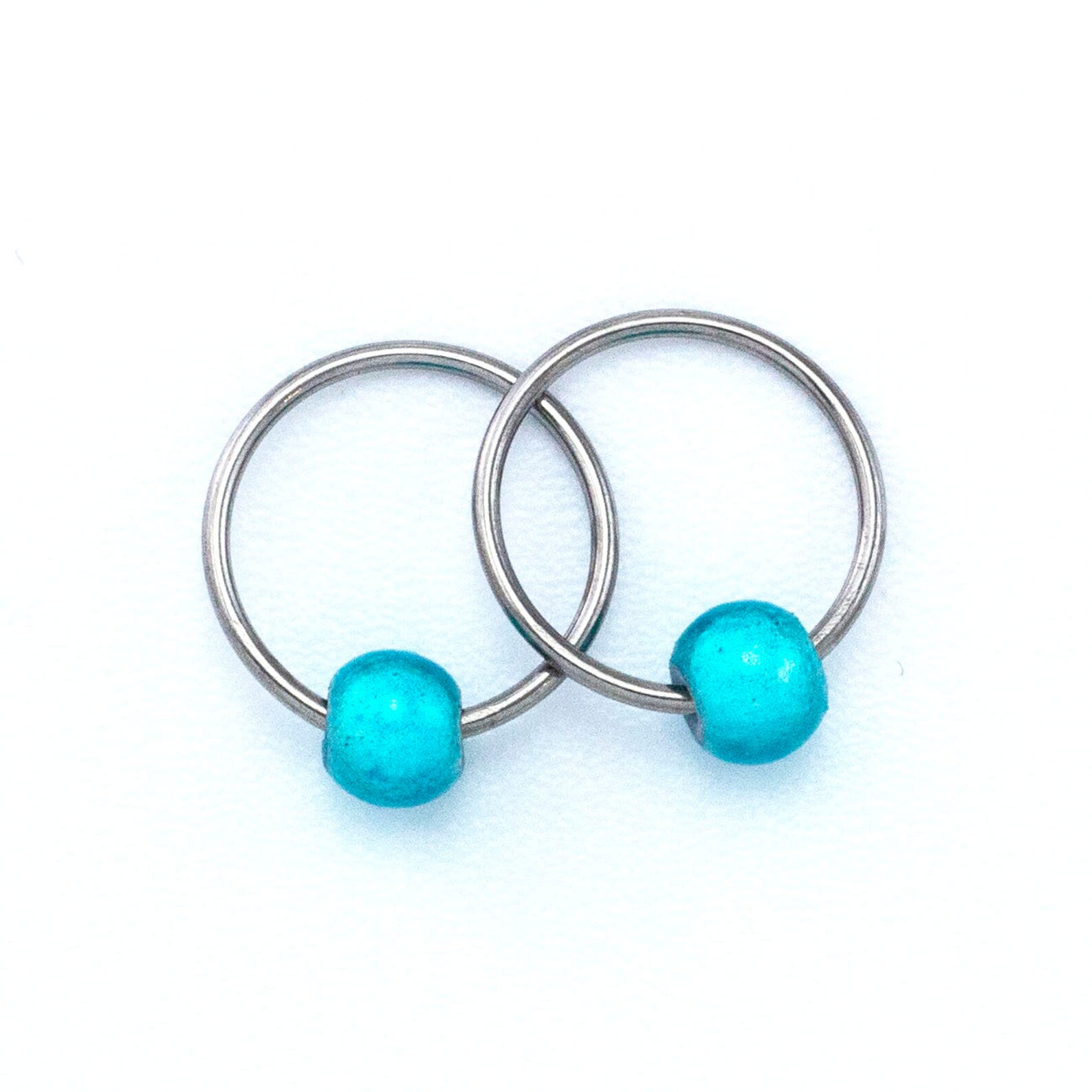 10mm Captive Bead Earring Hoops With Teal or Plum Bead Etsy