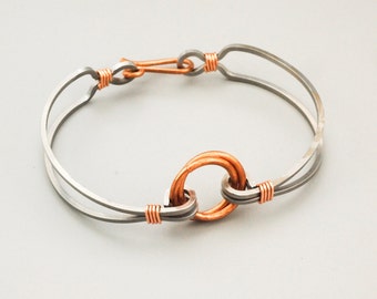 Tutorial Stainless Steel and Copper Focal Bangle Bracelet - Intermediate Wire Working Jewelry