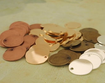 20 Round Stamping Blanks - 12mm - 6 Plated Finishes Available - Handmade Jump Rings Included - 100% Guarantee