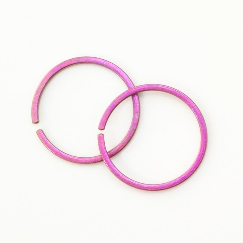 Colorful Hypoallergenic Simple Hoop in Square Titanium 12, 14, 16, 18, 20 gauge You Pick Color and Diameter image 6