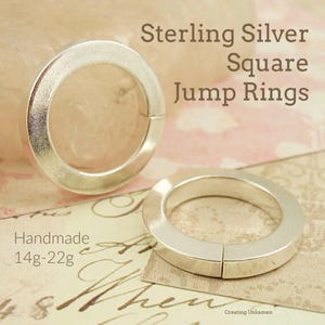May include: Two silver square jump rings, 14g-22g, handmade. Sterling Silver Square Jump Rings.