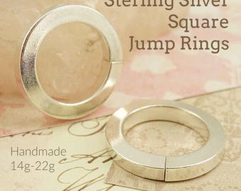 May include: Two silver square jump rings, 14g-22g, handmade. Sterling Silver Square Jump Rings.