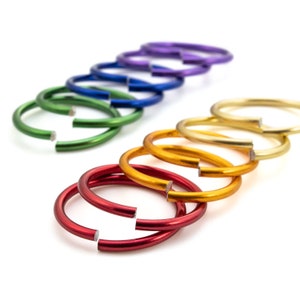 20 Jump Rings 10 gauge Anodized Aluminum Handmade in Red, Orange, Yellow, Green, Blue, Purple, Silver, Gold 20mm ID