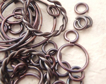 Sample Package  Oxidized Metal Jump Rings Quantity 100 - Copper, Brass and Bronze