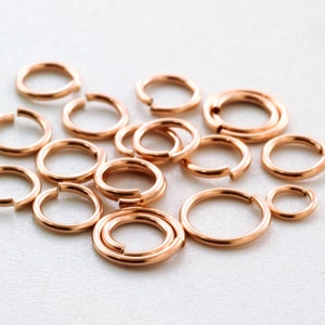 50 14kt Rose Gold Filled Jump Rings 12, 14, 16, 18, 20, 24, 26 gauge and You Pick Diameter Handmade image 2