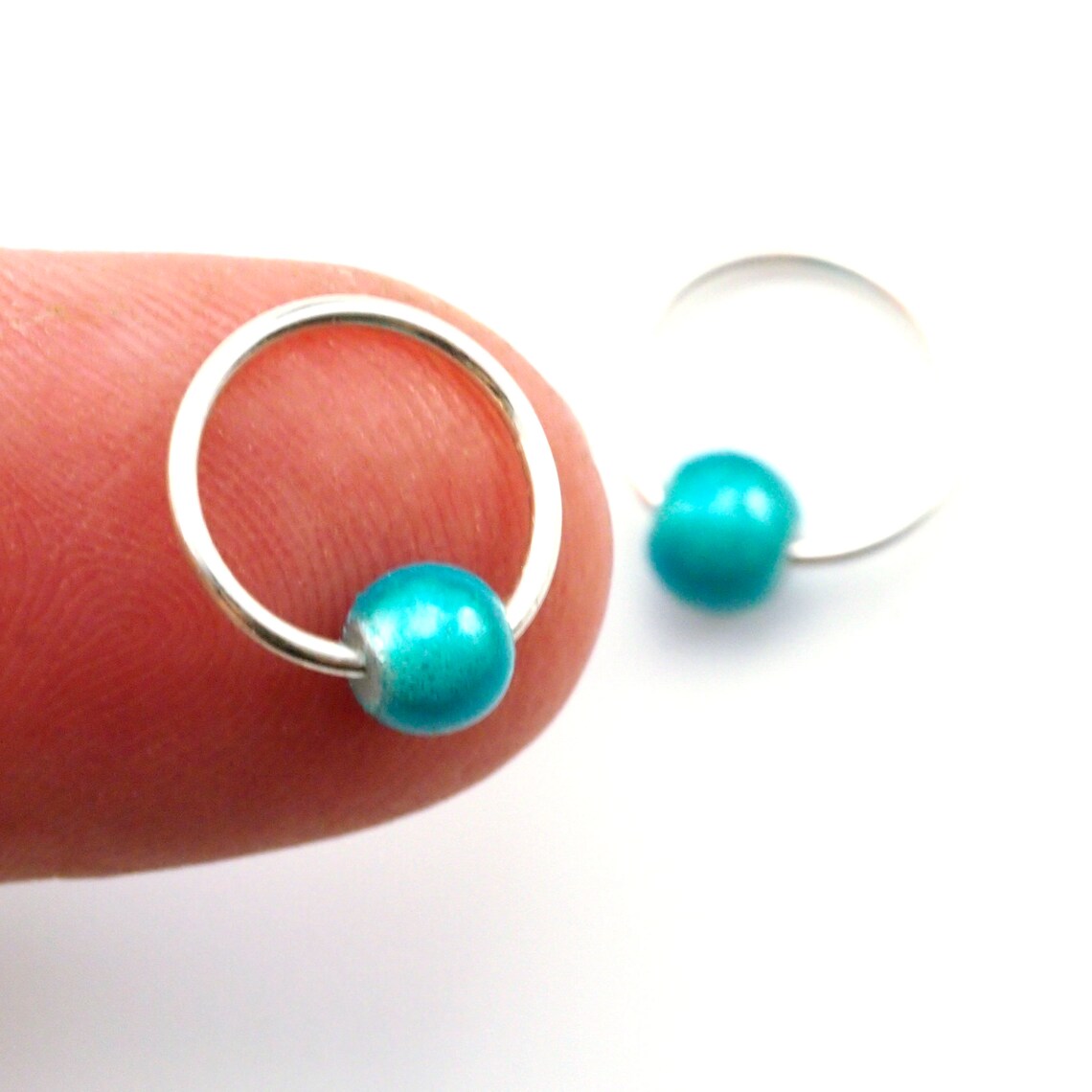 10mm Captive Bead Earring Hoops With Teal or Plum Bead Etsy