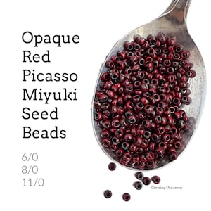 Miyuki Seed Beads 4513 Opaque Red Picasso 6/0, 8/0, 11/0
