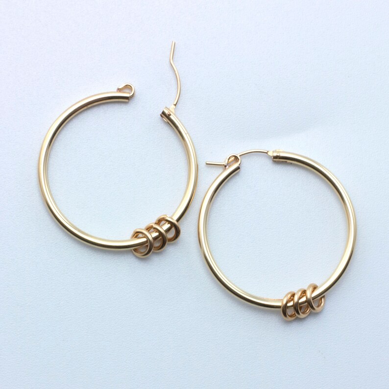 1 Pair 14kt Gold Filled Hinged Beading Hoops 15mm 22mm Etsy