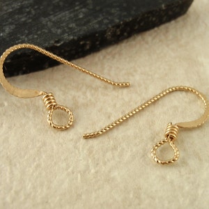 Slipless 14kt Gold Filled Ear Wires Hammered Flat with Coils