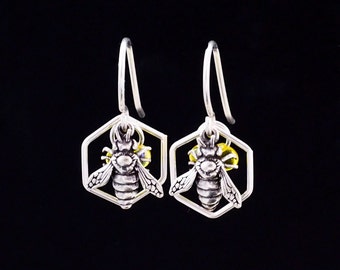 Be My Honey Bee Too Sterling Silver Earrings
