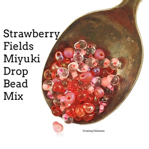 Miyuki Drop Bead Mix Strawberry Fields - Colorful Reds and Pinks Fringe Sampler or Any 1 Color