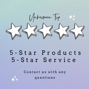 May include: A graphic with five stars, a text overlay that reads "Unkamen Tip", and the text "5-Star Products 5-Star Service Contact us with any questions".