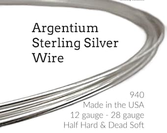 1/4 Troy Ounce HH or DS - Argentium Sterling Silver Wire - Half Hard or Dead Soft - You Pick 12, 14, 16, 18, 20, 21, 22, 24, 26, 28 gauge