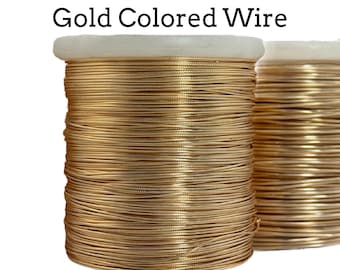 Wire Textured Round Non Tarnish Gold Colored Half Hard Temper in 12, 14, 16, 18, 20, 22, 24 gauge