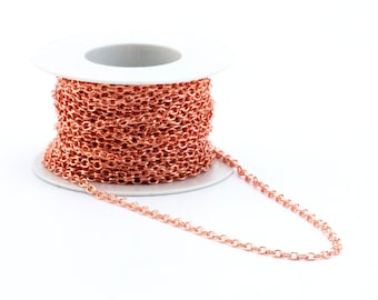 Copper 2.4mm Oval Cable Chain - Bulk, By The Foot or Finished Any Length with Lobster Clasp - Made in the USA