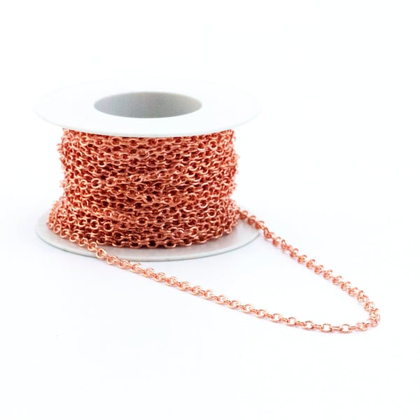 Copper 2.4mm Oval Cable Chain - Bulk, By The Foot or Finished Any Length with Lobster Clasp - Made in the USA