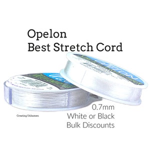 Opelon Best Stretch Cord for Bead Bracelets 0.7mm White or Black
