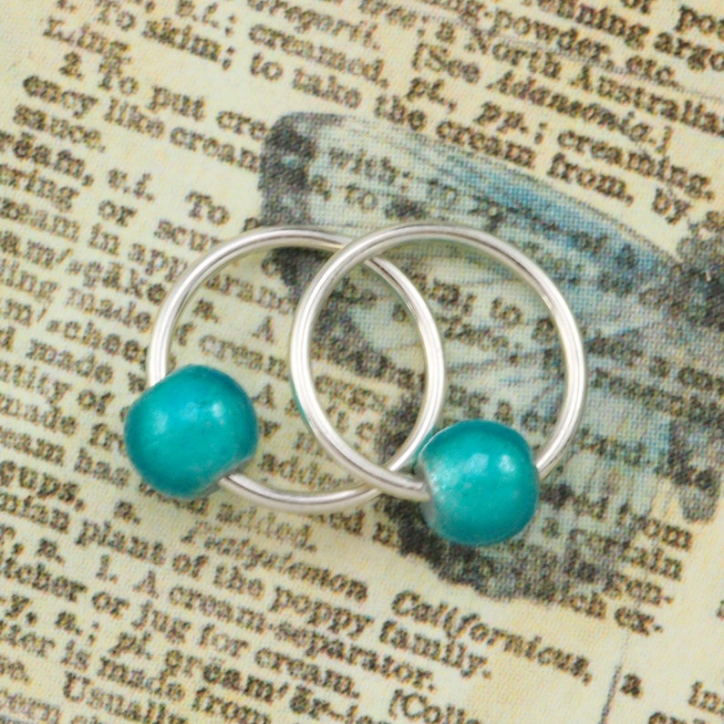 10mm Captive Bead Earring Hoops With Teal or Plum Bead Etsy