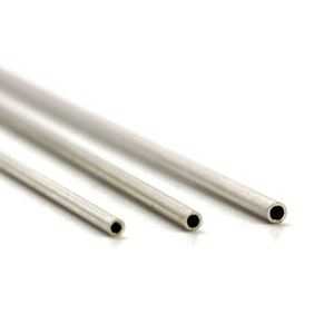 Small Round Sterling Silver Tubing in Custom Lengths - 2 inch to 12 inch Length - 5 Diameters From 1.45mm OD to 2.59mm OD