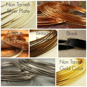 Half Round Wire Non Tarnish 18 and 21 gauge - Silver Plate, Gold Color, Titanium Color, Copper, Antique Copper, Vintage Bronze, Black