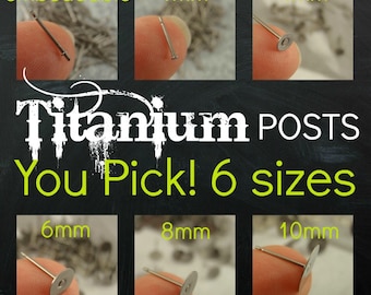 You Pick the Size - 20 Pairs Titanium Earring Posts with Pads - Hypoallergenic - Glue On  - Made in the USA