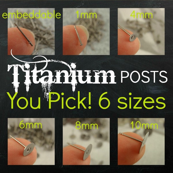 You Pick the Size - 20 Pairs Titanium Earring Posts with Pads - Hypoallergenic - Glue On  - Made in the USA