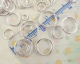 100 Soldered Closed Silver Plated Jump Rings - Best Commercially Made - 20 gauge 4mm, 6mm, 8mm, 10mm, 18 gauge 6mm, 8mm, 10mm OD