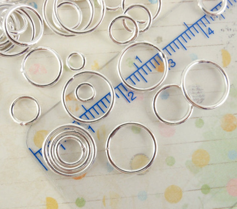 100 Soldered Closed Silver Plated Jump Rings Best Commercially Made 20 gauge 4mm, 6mm, 8mm, 10mm, 18 gauge 6mm, 8mm, 10mm OD image 1