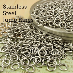 Jump Rings 100 Handmade Stainless Steel in 22, 20, 18, 16, 14, 12 gauge Saw Cut for Seamless Joints