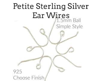 Sterling Silver Petite Ear Wires – Simple Style, 1.5mm Ball (4 Pairs)