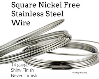 14 gauge Square Stainless Steel Wire - Nickel Free 430 Grade - 100% Guarantee