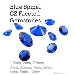 Blue Spinel Round Faceted CZ Gemstone Ethical Alternative for Sapphires 2mm, 2.5mm, 3mm, 3.5mm, 4mm, 5mm,, 6mm, 8mm, 10mm image 1