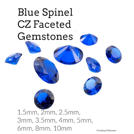 Blue Spinel Round Faceted CZ Gemstone Ethical Alternative for Sapphires 2mm, 2.5mm, 3mm, 3.5mm, 4mm, 5mm,, 6mm, 8mm, 10mm