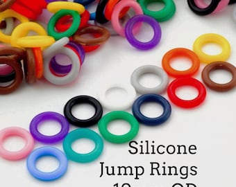 100 - 10 mm OD springringen stretch siliconen - zwart, wit, bruin, roze, paars, blauw, groen, geel, oranje, rood of mix