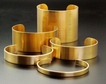 Bangle Cuff Bases in Rich Low Brass - 7 Sizes to Choose From 6.25mm - 75mm