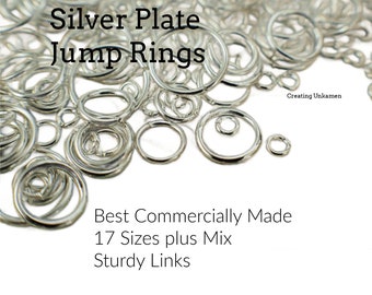 100 Silver Plated Jump Rings - 22, 20, 18, 16 Gauge or a Mix - You Pick Diameter - Best Commercially Made - 100% Guarantee