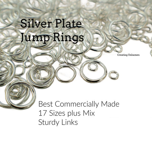 100 Silver Plated Jump Rings - 22, 20, 18, 16 Gauge or a Mix - You Pick Diameter - Best Commercially Made - 100% Guarantee