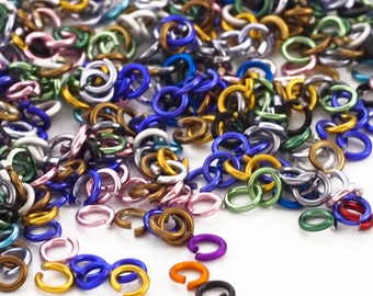 100 - 20 gauge Color Mix Anodized Aluminum Jump Rings - 2.5mm ID - 4.1mm OD