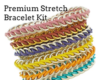 Premium Half Persian 3-1 Stretch Chainmaille Bracelet Kit - Rubber and Aluminum