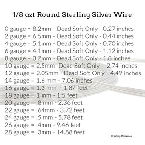 Sterling Silver Wire 1/8 Troy Ounce HH or DS Half Hard or Dead Soft Temper 0 28 Gauge Made in the USA image 3