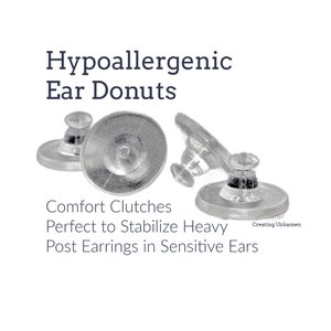 5 pares de aretes tipo donut hipoalergénicos con cierre de presión cómodo, perfectos para estabilizar aretes de poste pesados en orejas sensibles